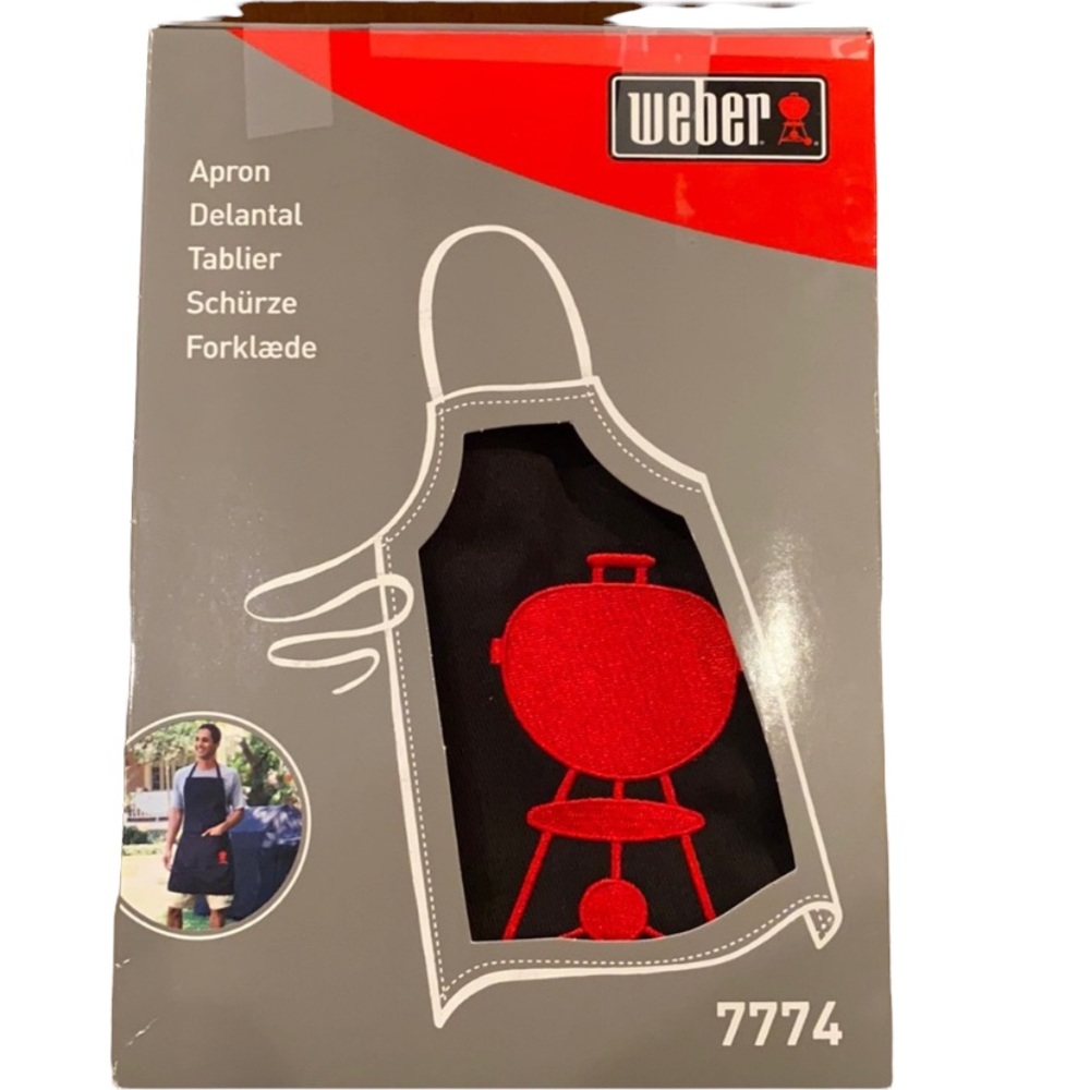 WEBER Black Apron with RED Embroidery Grill NIB